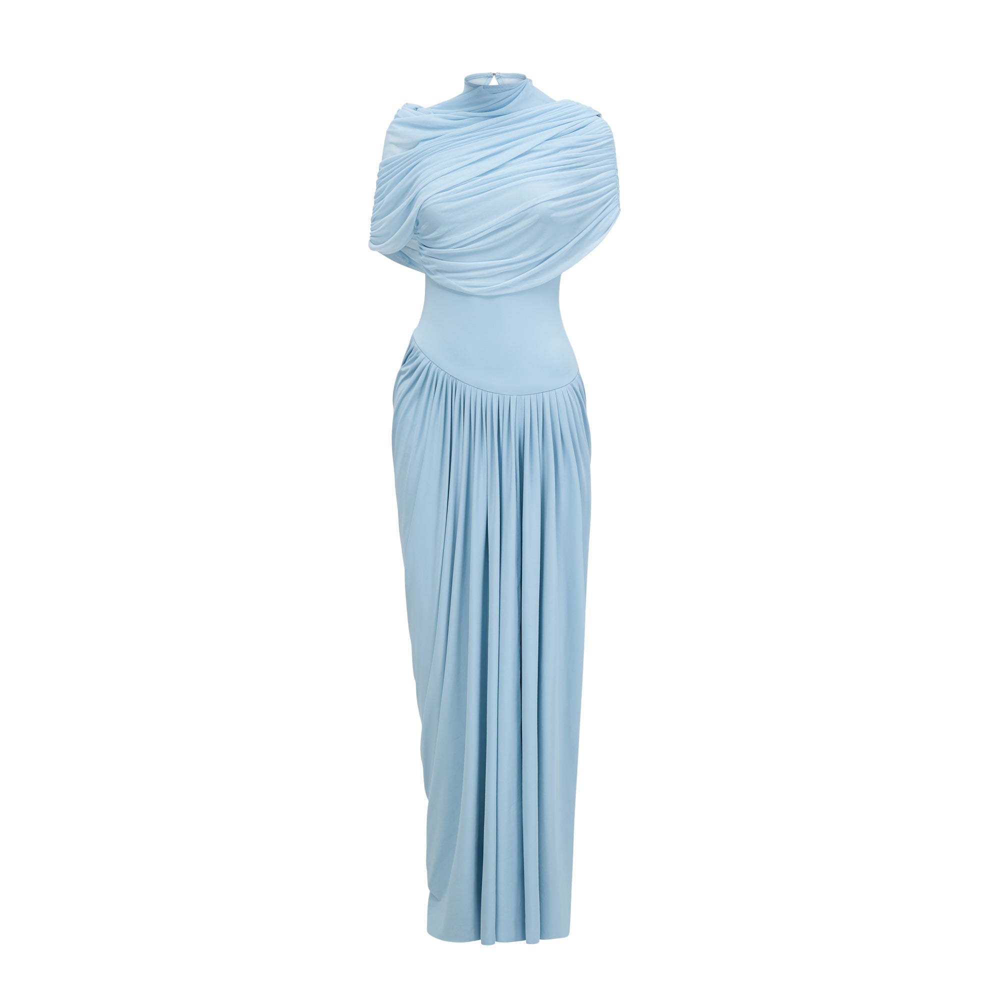 Asymmetrisk plisserad maxiklänning för dam-Maxi Dress-Fjallbarn