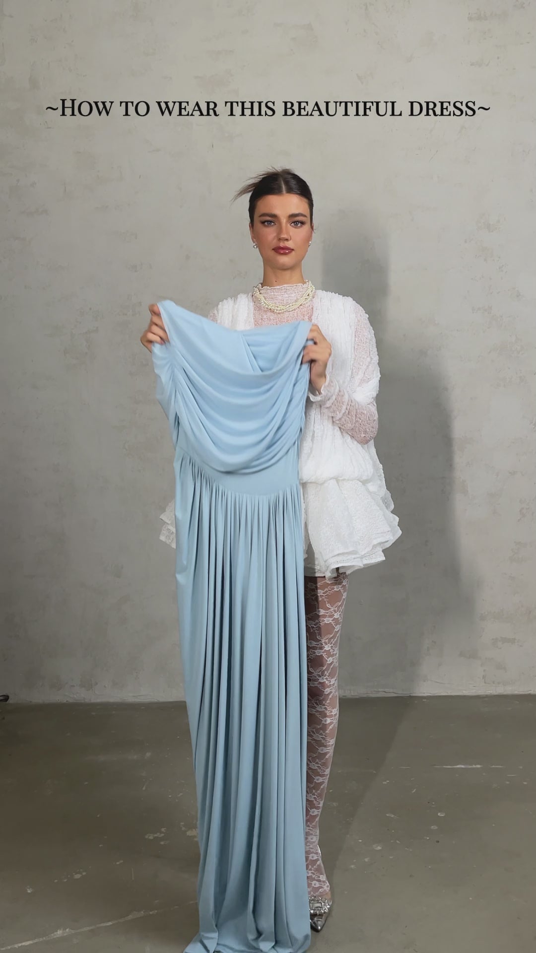 Asymmetrisk plisserad maxiklänning för dam-Maxi Dress-Fjallbarn