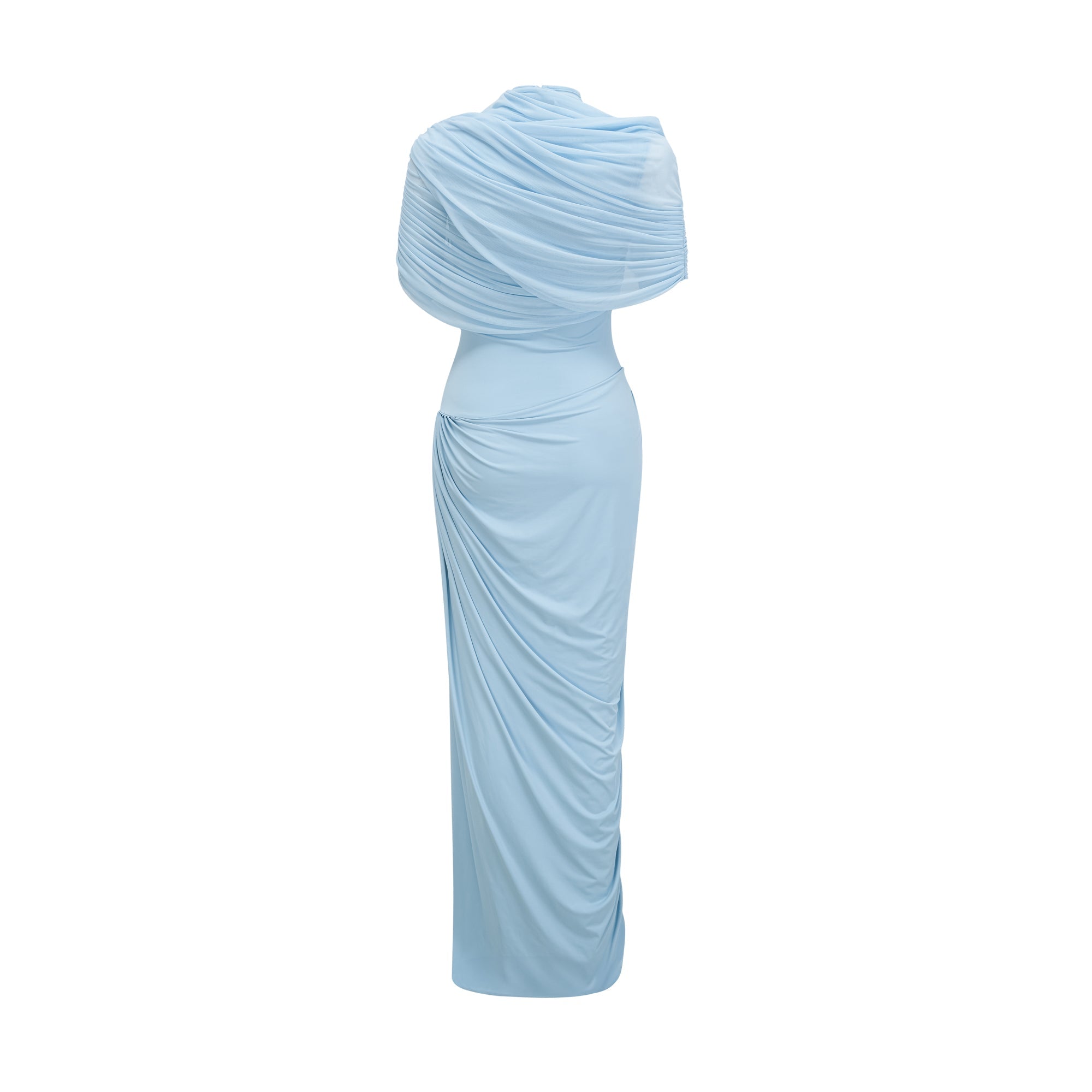 Asymmetrisk plisserad maxiklänning för dam-Maxi Dress-Fjallbarn