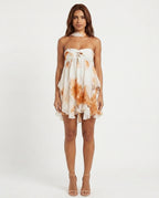 Axelbandslös blommig miniklänning för dam-Mini Dress-Fjallbarn