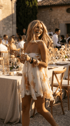 Axelbandslös blommig miniklänning för dam-Mini Dress-Fjallbarn
