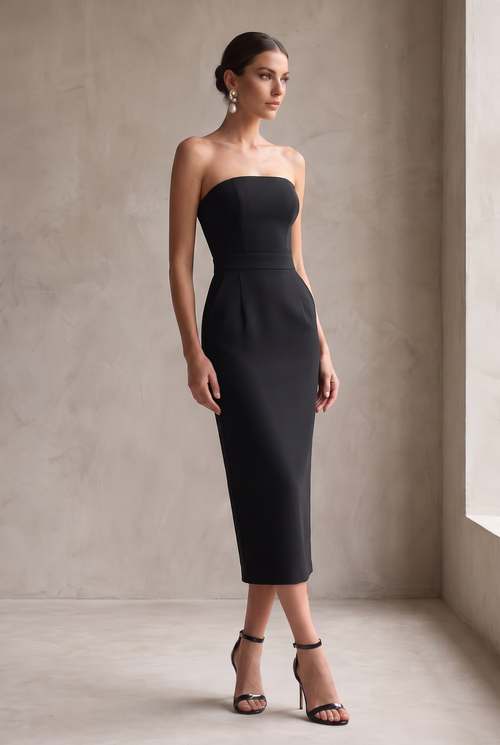 Axelbandslös midi-bodyconklänning för dam-Midi Dress-Fjallbarn