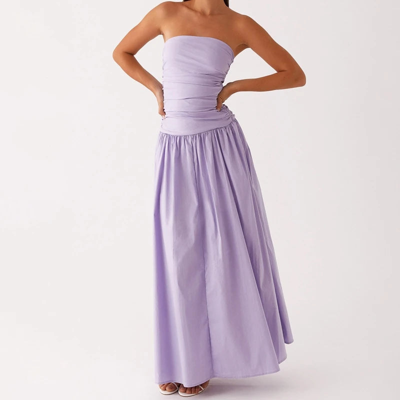 Axelbandslös mönstrad maxiklänning för dam-Maxi Dress-Fjallbarn