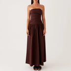 Axelbandslös mönstrad maxiklänning för dam-Maxi Dress-Fjallbarn