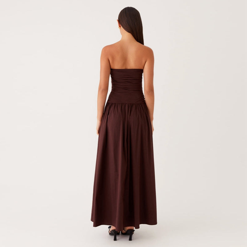 Axelbandslös mönstrad maxiklänning för dam-Maxi Dress-Fjallbarn