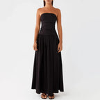 Axelbandslös mönstrad maxiklänning för dam-Maxi Dress-Fjallbarn
