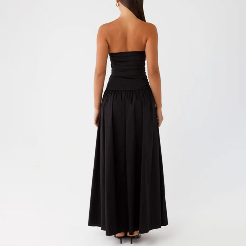 Axelbandslös mönstrad maxiklänning för dam-Maxi Dress-Fjallbarn
