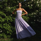Axelbandslös mönstrad maxiklänning för dam-Maxi Dress-Fjallbarn