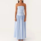 Axelbandslös mönstrad maxiklänning för dam-Maxi Dress-Fjallbarn