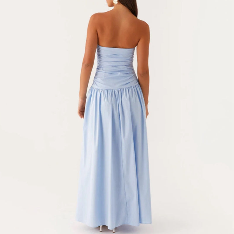 Axelbandslös mönstrad maxiklänning för dam-Maxi Dress-Fjallbarn