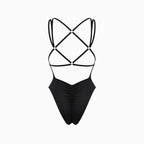 Badbaddräkt i ett stycke med utskurna sidor för dam-Swimwear for Women-Fjallbarn