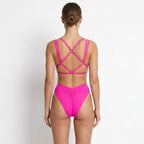 Badbaddräkt i ett stycke med utskurna sidor för dam-Swimwear for Women-Fjallbarn
