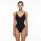 Badbaddräkt i ett stycke med utskurna sidor för dam-Swimwear for Women-Fjallbarn
