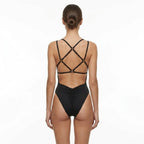 Badbaddräkt i ett stycke med utskurna sidor för dam-Swimwear for Women-Fjallbarn