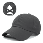 Basebollkeps för dam med hästsvansöppning och korslagda band-Accessories for Women-Fjallbarn
