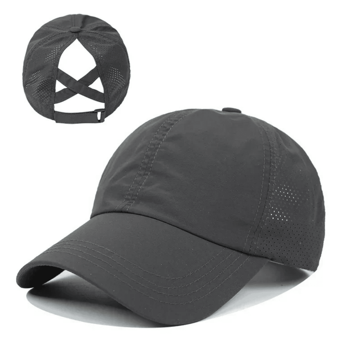 Basebollkeps för dam med hästsvansöppning och korslagda band-Accessories for Women-Fjallbarn