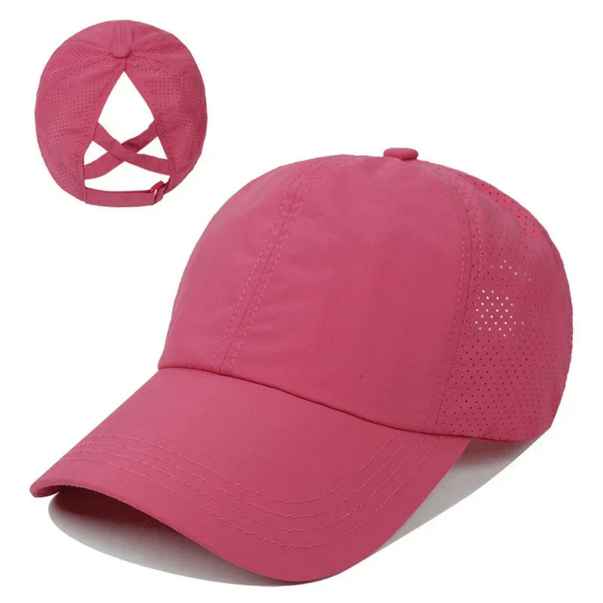 Basebollkeps för dam med hästsvansöppning och korslagda band-Accessories for Women-Fjallbarn
