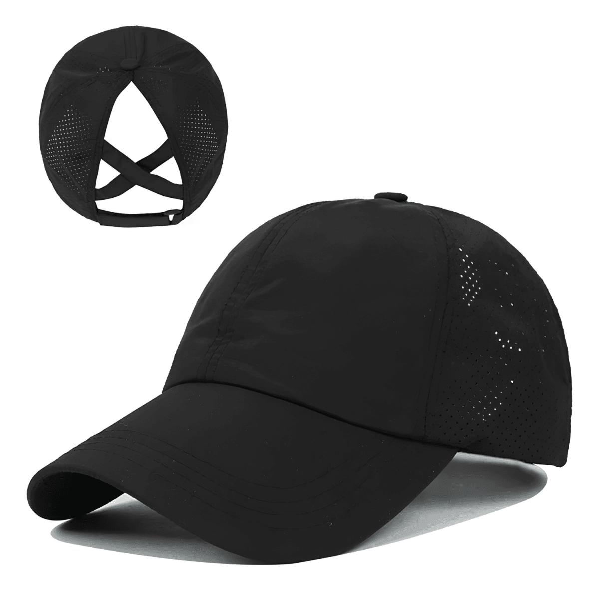 Basebollkeps för dam med hästsvansöppning och korslagda band-Accessories for Women-Fjallbarn