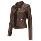 Bikerjacka för dam med ståkrage och dragkedjor-Jacket for women-Fjallbarn