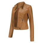 Bikerjacka för dam med ståkrage och dragkedjor-Jacket for women-Fjallbarn