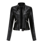 Bikerjacka för dam med ståkrage och dragkedjor-Jacket for women-Fjallbarn