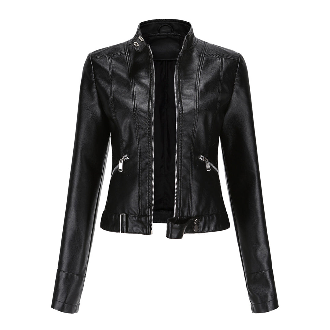 Bikerjacka för dam med ståkrage och dragkedjor-Jacket for women-Fjallbarn