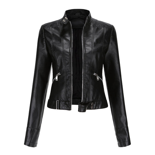 Bikerjacka för dam med ståkrage och dragkedjor-Jacket for women-Fjallbarn