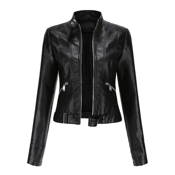 Bikerjacka för dam med ståkrage och dragkedjor-Jacket for women-Fjallbarn