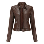 Bikerjacka för dam med ståkrage och dragkedjor-Jacket for women-Fjallbarn