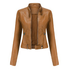 Bikerjacka för dam med ståkrage och dragkedjor-Jacket for women-Fjallbarn