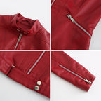 Bikerjacka för dam med ståkrage och dragkedjor-Jacket for women-Fjallbarn