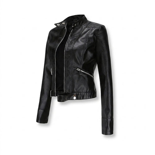 Bikerjacka för dam med ståkrage och dragkedjor-Jacket for women-Fjallbarn