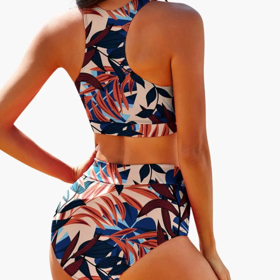 Bikiniset för dam med hög hals och hög midja-Women’s Swimwear-Fjallbarn