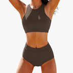 Bikiniset för dam med hög hals och hög midja-Women’s Swimwear-Fjallbarn