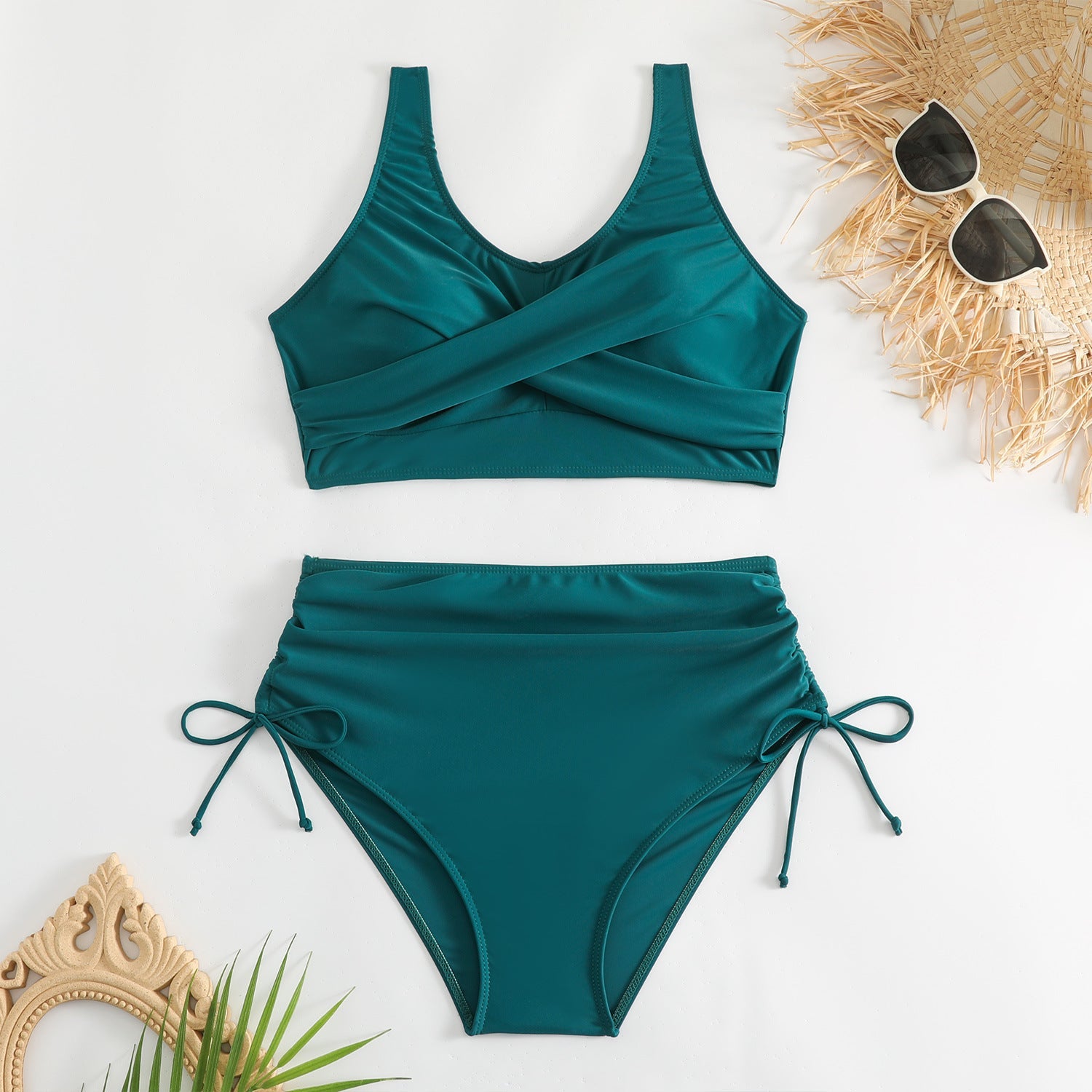 Bikiniset med hög midja och knytning i sidan för dam-Swimwear for Women-Fjallbarn