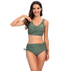 Bikiniset med hög midja och knytning i sidan för dam-Swimwear for Women-Fjallbarn
