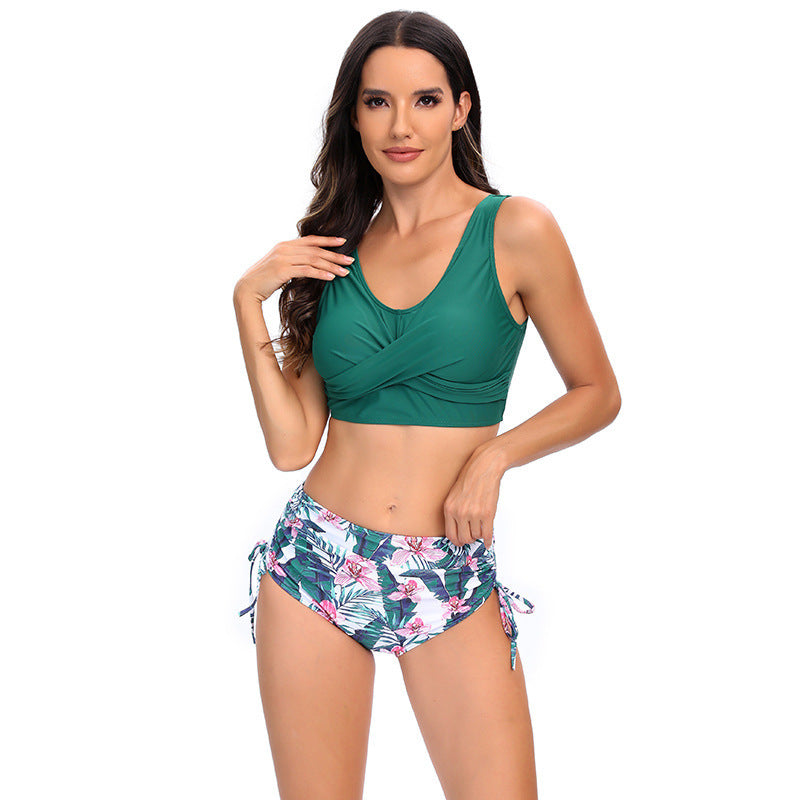 Bikiniset med hög midja och knytning i sidan för dam-Swimwear for Women-Fjallbarn