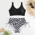 Bikiniset med hög midja och knytning i sidan för dam-Swimwear for Women-Fjallbarn