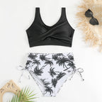 Bikiniset med hög midja och knytning i sidan för dam-Swimwear for Women-Fjallbarn
