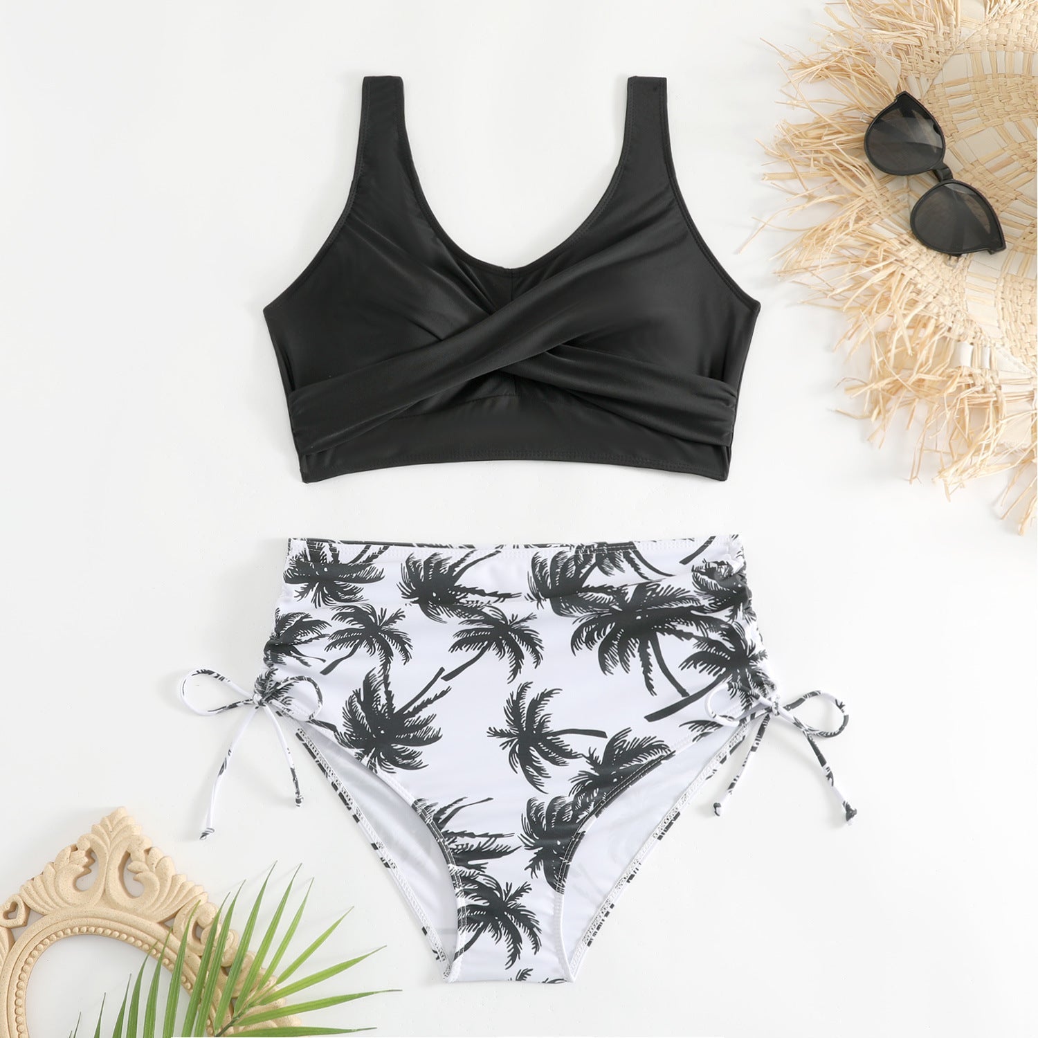 Bikiniset med hög midja och knytning i sidan för dam-Swimwear for Women-Fjallbarn