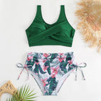 Bikiniset med hög midja och knytning i sidan för dam-Swimwear for Women-Fjallbarn