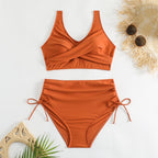 Bikiniset med hög midja och knytning i sidan för dam-Swimwear for Women-Fjallbarn