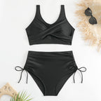 Bikiniset med hög midja och knytning i sidan för dam-Swimwear for Women-Fjallbarn