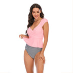 Bikiniset med peplum-topp och stjärnmönster för dam-Swimwear for Women-Fjallbarn