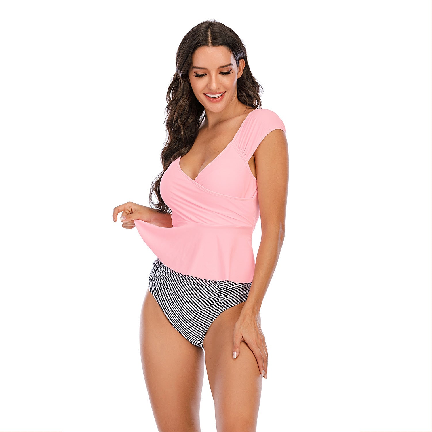 Bikiniset med peplum-topp och stjärnmönster för dam-Swimwear for Women-Fjallbarn