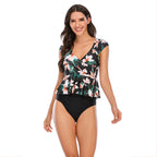 Bikiniset med peplum-topp och stjärnmönster för dam-Swimwear for Women-Fjallbarn