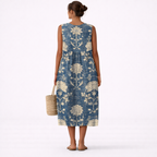 Blommig ärmlös midiklänning för dam-Midi Dress-Fjallbarn