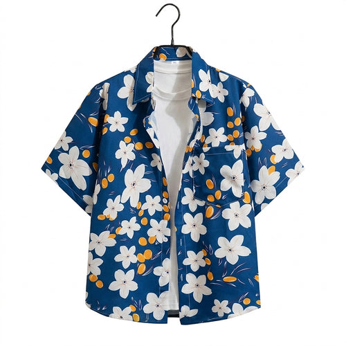 Blommig kortärmad skjorta för män-Shirts for men-Fjallbarn