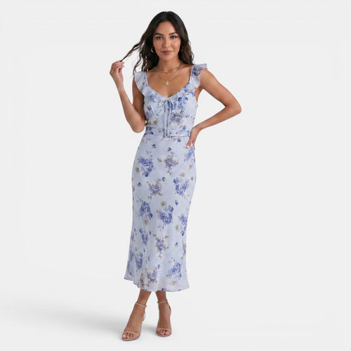 Blommig maxiklänning för dam med volangkant-Maxi Dress-Fjallbarn