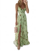 Blommig maxiklänning med korsettliv för dam-Maxi Dress-Fjallbarn